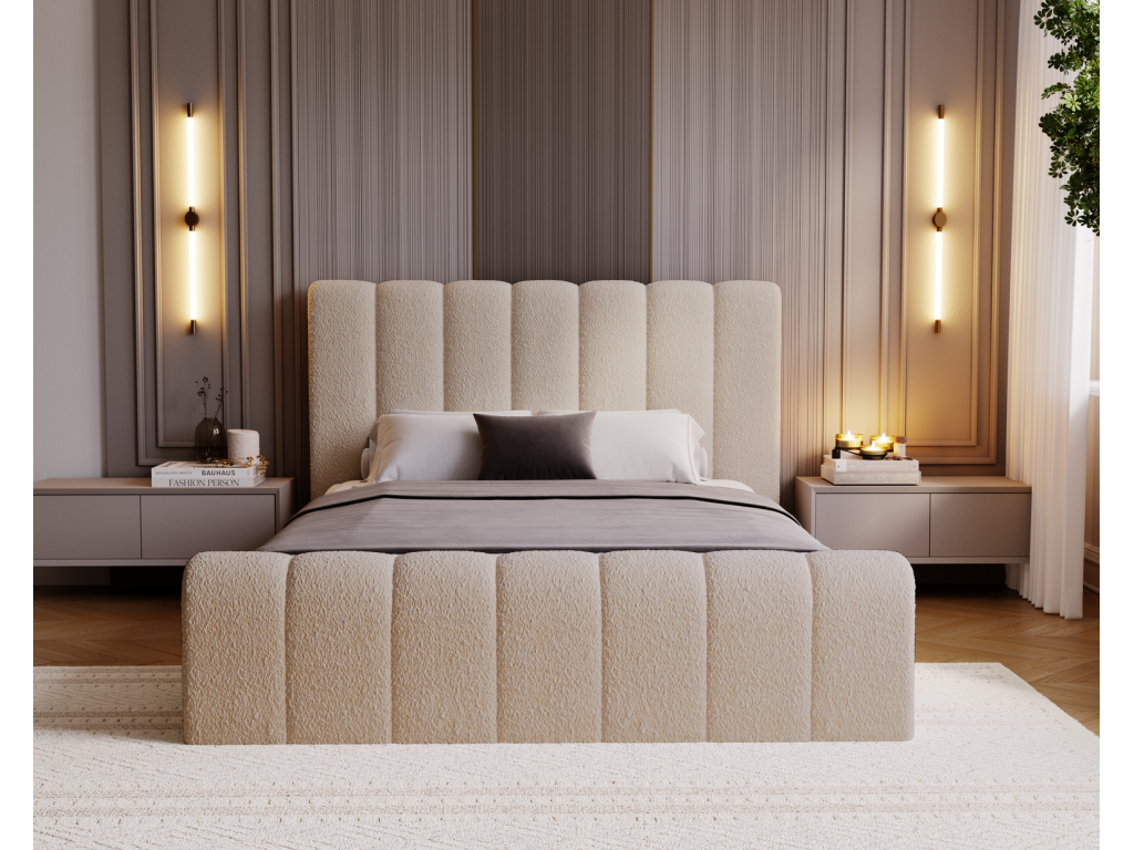 Zensova Lit 200x200 Zensova - Lit Rembourré avec Rangement Zensova à Zensova Lit adulte 200x200 bouclé - Beige Anthology 3 ZKBQ94516