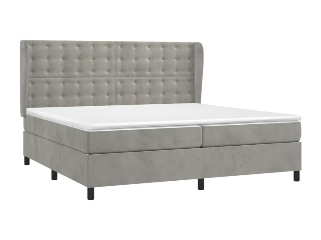 Sommier à Lumenao de lit et matelas Gris clair 200x200cm Velours HLCX22683