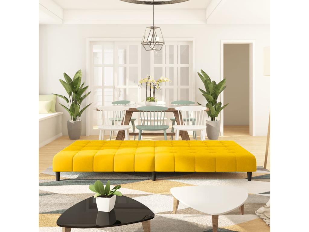 Canapé-lit 2 places jaune velours YKYT20603