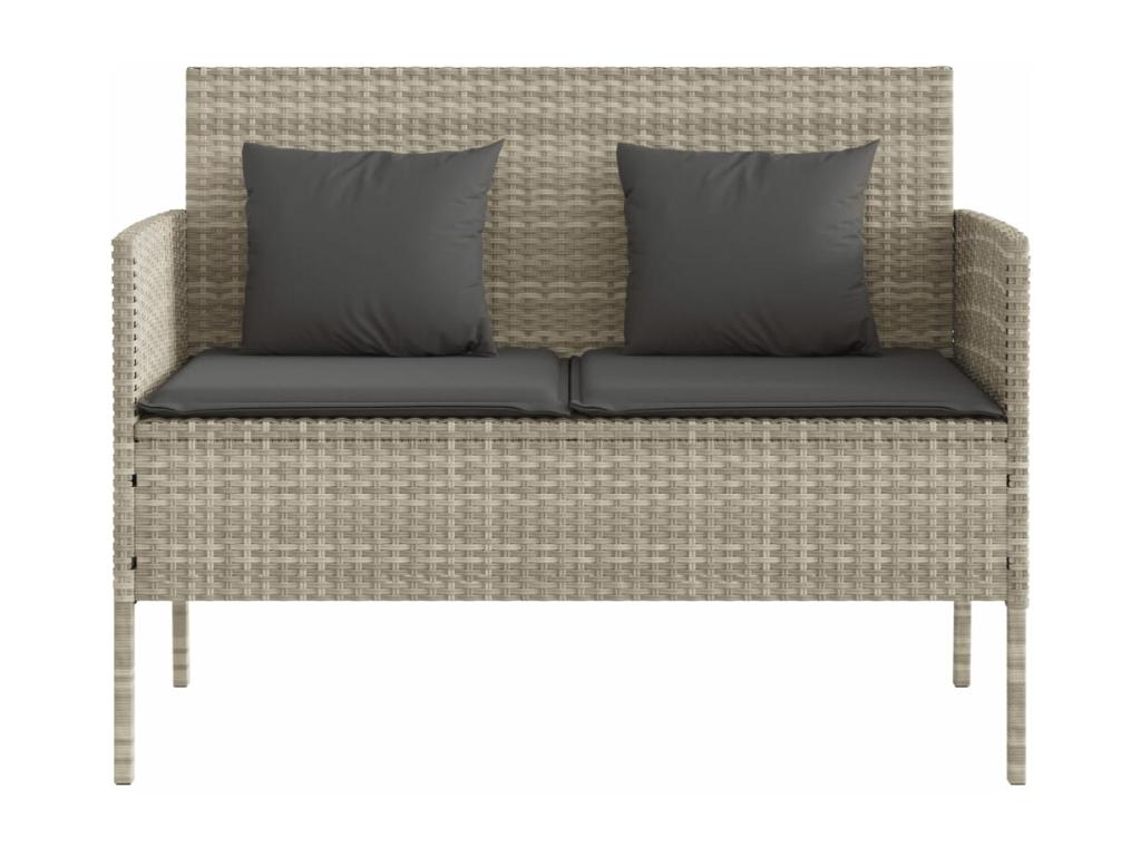 Banc de jardin avec coussins gris clair résine tressée MWFZ29856