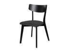 Chaise en bois massif noir et tissu noir Lumenao KJTB00658