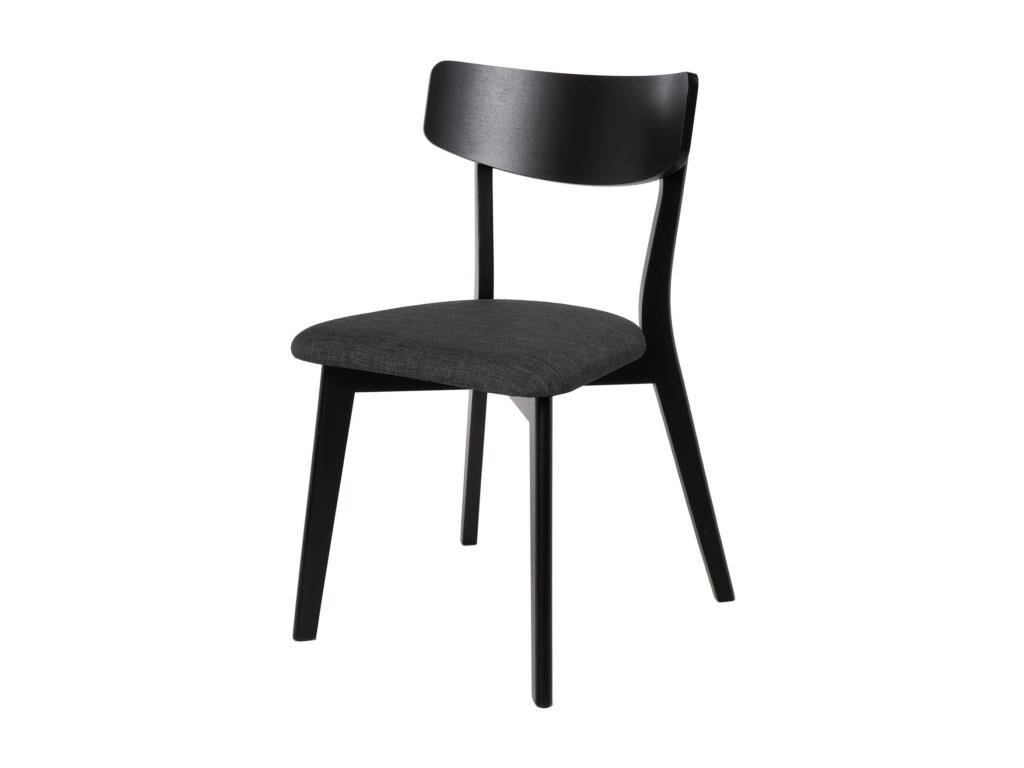 Chaise en bois massif noir et tissu noir Lumenao KJTB00658