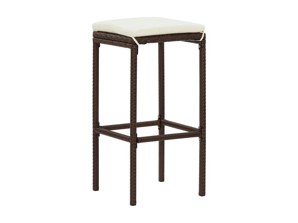 Ensemble de bar de jardin 5 pcs marron bois massif Lumenao rotin LLOA80492