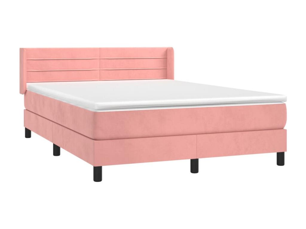 Lit à sommier tapissier avec matelas Rose 140x190 cm Velours ZARC33909