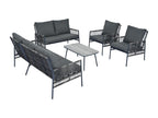 Salon de jardin en acier renforcé 7 places 2 canapés 2 fauteuils une table - Coussins d'assise amovibles - Gris MFAQ97375