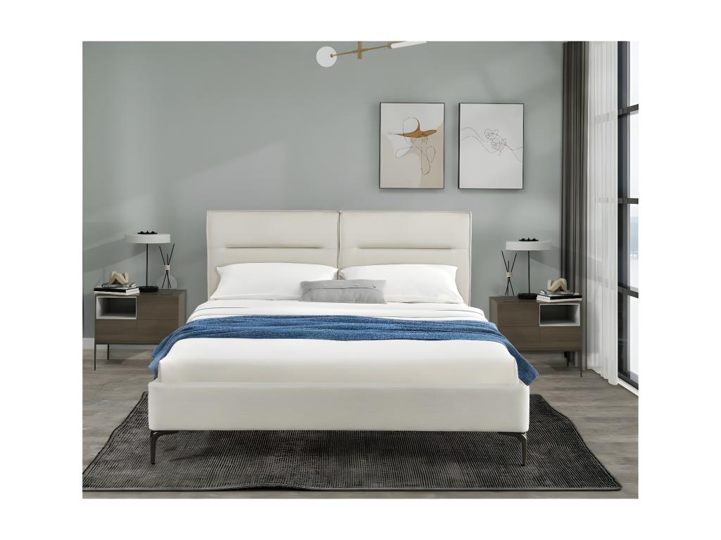 Lit double en tissu design Lumenao - 160x200 cm - Beige FQJK97764