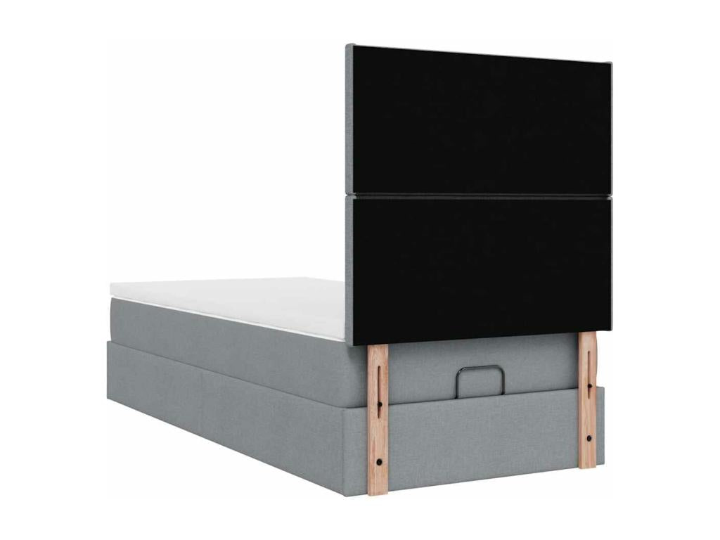 Cadre de lit Lumenao et matelas gris clair 100x200 cm tissu VNWN33917