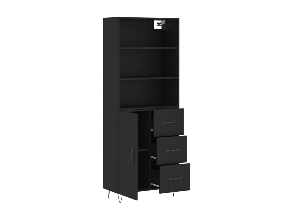 Buffet haut Noir 69,5x34x180 cm Bois d'ingénierie NCJP19609