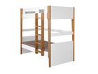 Pack lit superposé avec matelas 90x190 cm bois massif blanc et bois Zensova TOYE11316