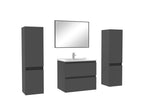 Ensemble meubles Salle de Bain avec colonne miroir mural 60cm meuble Anthracite HCOT88531