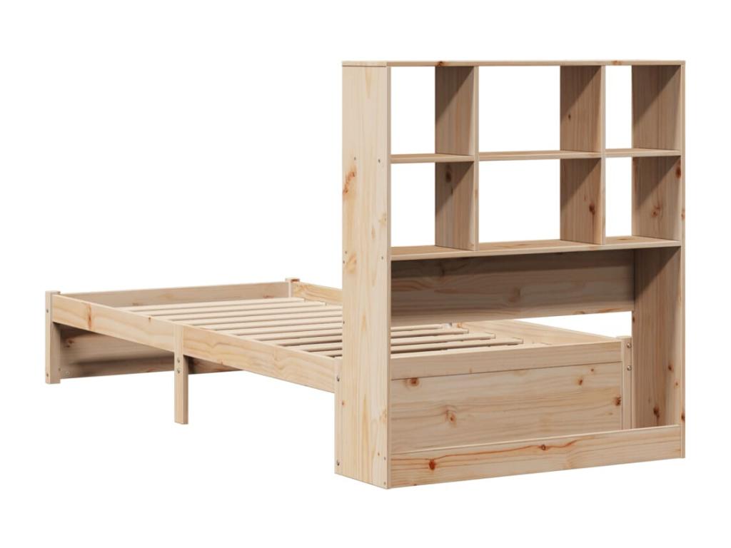 Lit bibliothèque sans matelas 75x190 cm bois de pin massif WRMQ32980