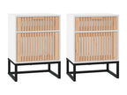 Tables de chevet 2pcs blanc 40x30x55.5 bois ingénierie et fer HNSC17478