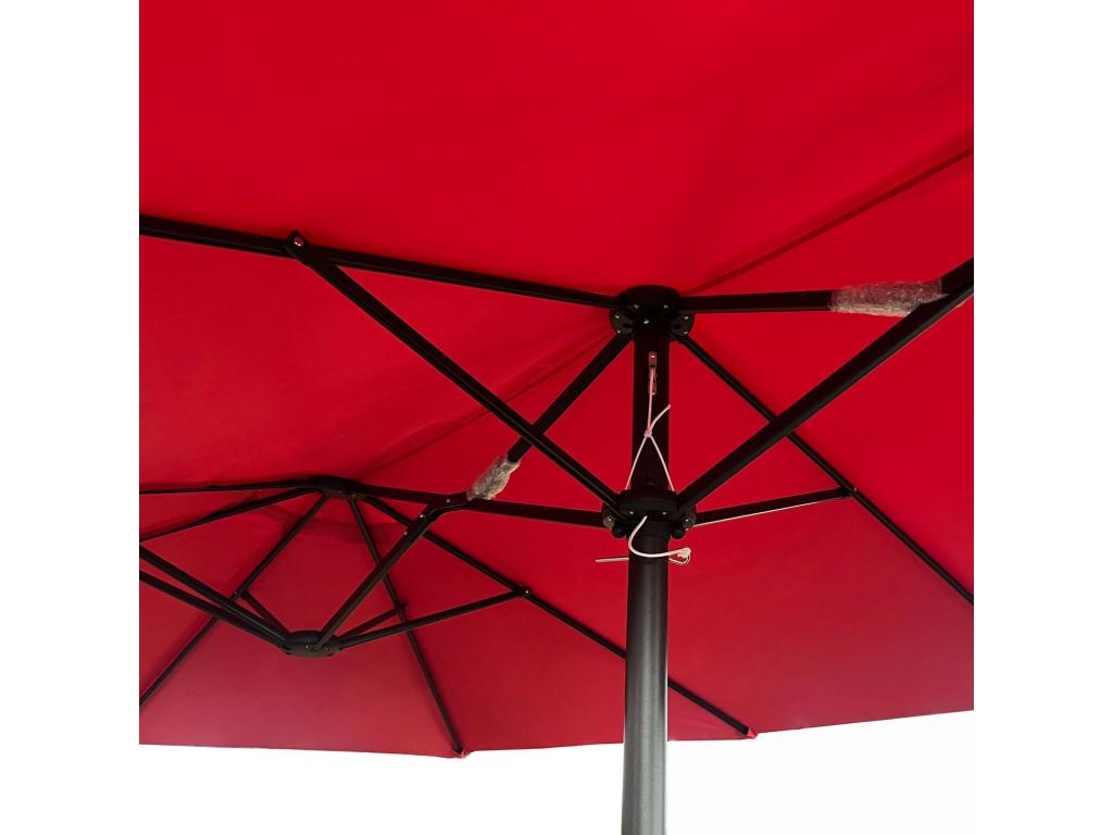 Parasol double de jardin Lumenao en rouge Poids 12,3 kg Dimensions L460 x l270 x H245 cm AAJC60690