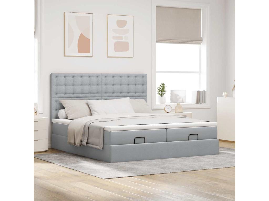 Cadre de lit Zensova et matelas gris clair 200x200cm Zensova VGTZ79312