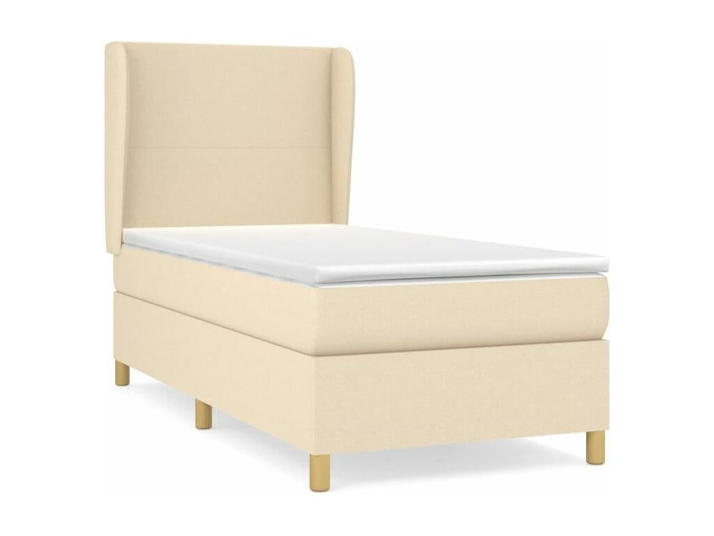 Sommier à lumière de lit avec matelas Crème 90x200 Tissu QAZI36125