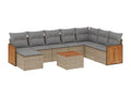 Salon de jardin avec coussins 9 pcs beige résine tressée JQBL21921