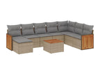 Salon de jardin avec coussins 9 pcs beige résine tressée JQBL21921
