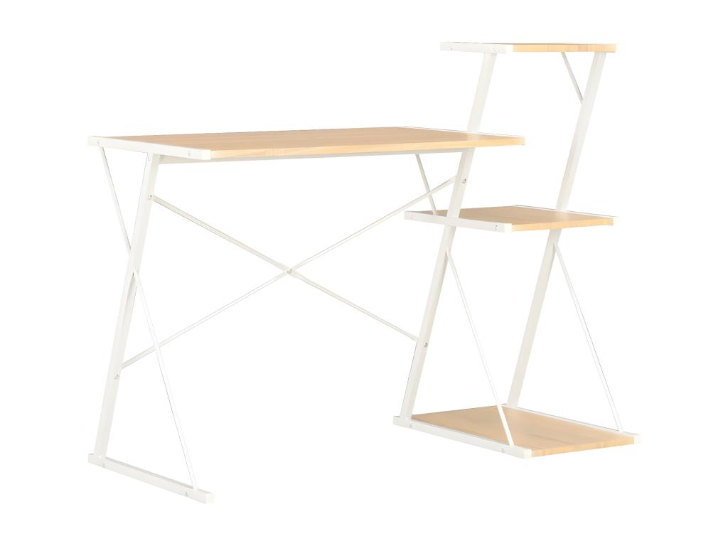 Bureau avec étagère Blanc et chêne 116x50x93 cm CKQA06796