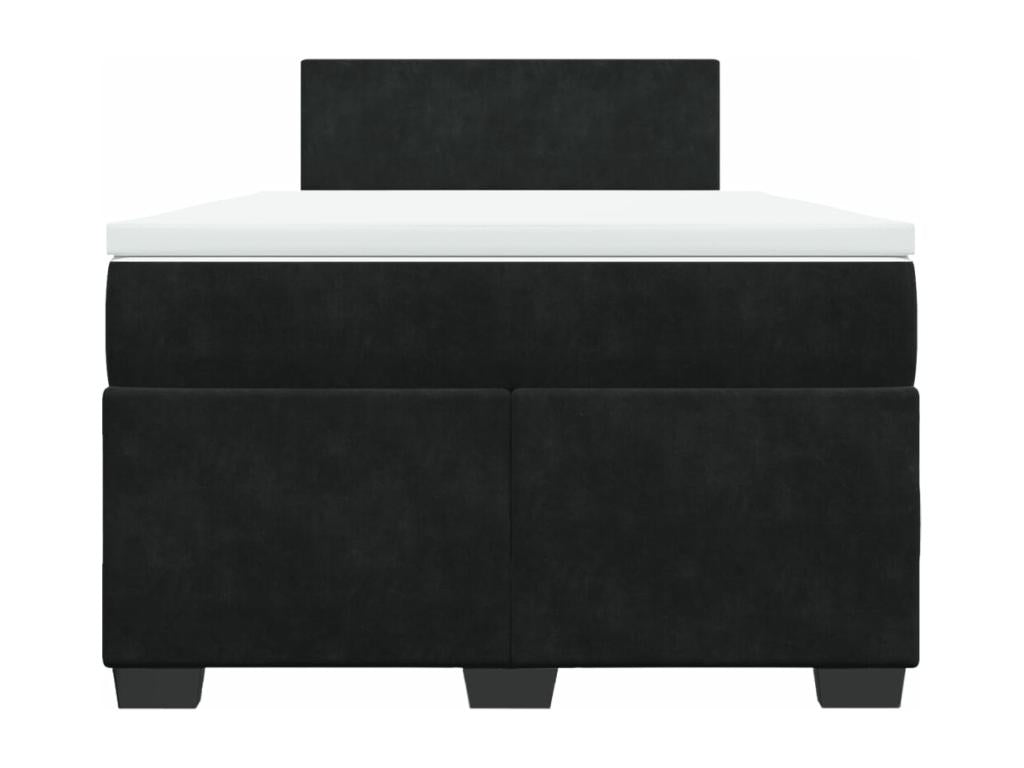 Sommier à Lumenao de lit avec matelas noir 120x190 cm velours PKQQ60784