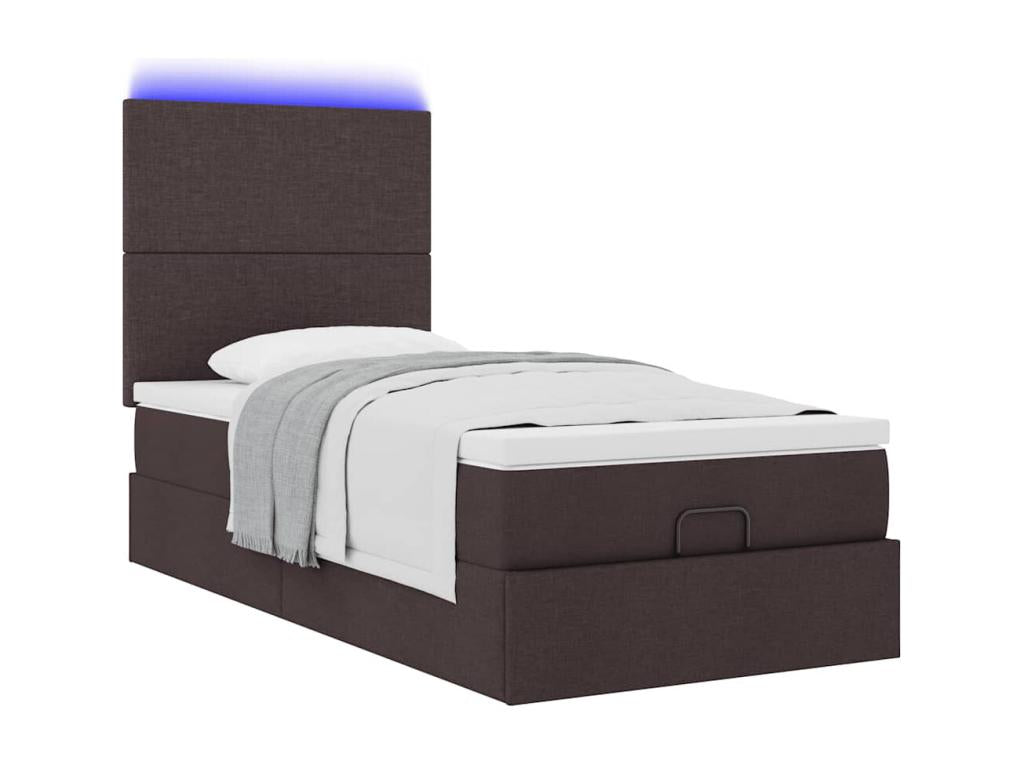 Cadre de lit Lumenao avec matelas marron foncé 100x200 cm tissu UXCP67076