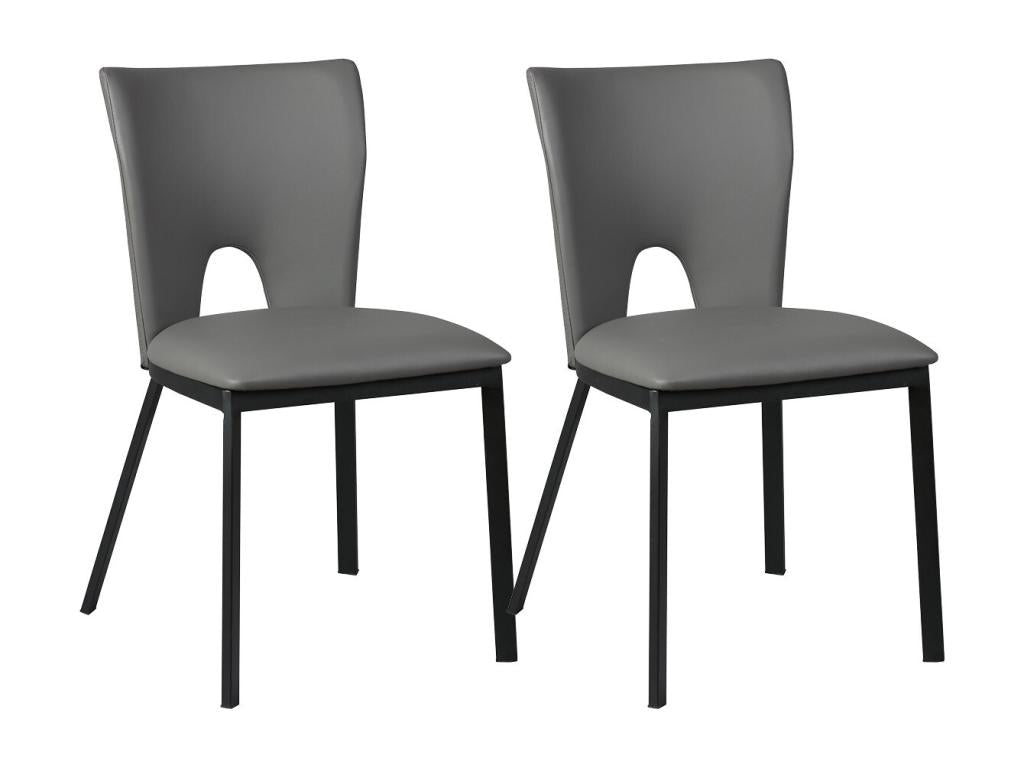 Lumenao - Lot de 2 Chaises Grises Métal et Simili KUZK24947