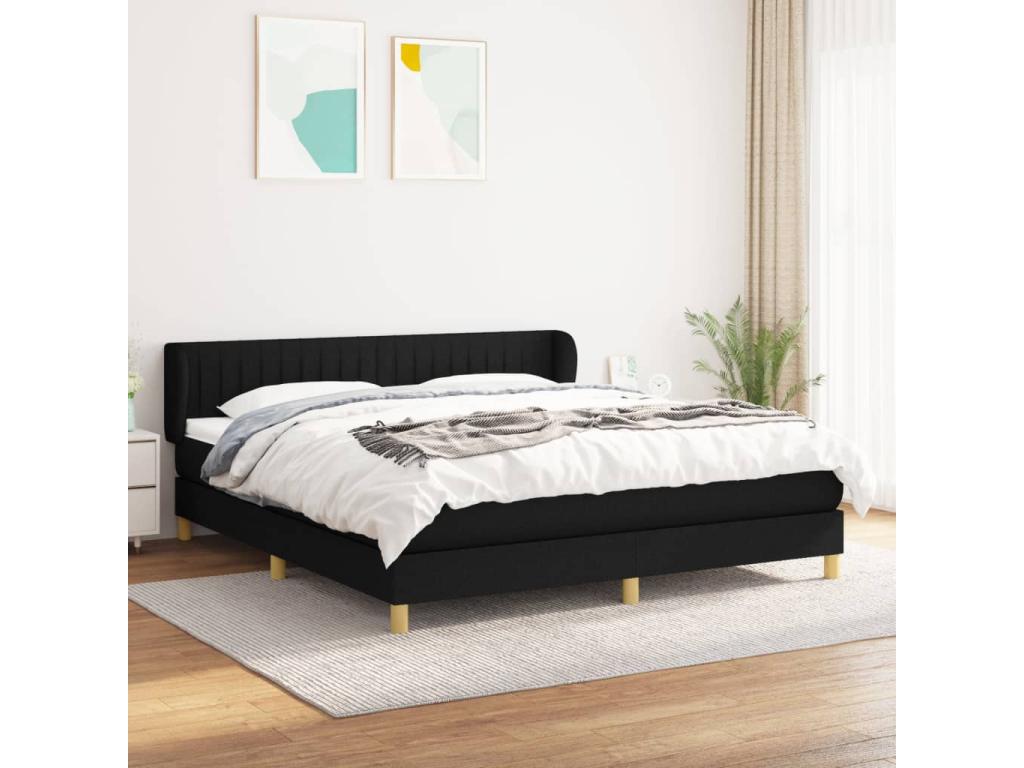 Lit à sommier tapissier avec matelas Noir 180x200 cm Tissu FMHG39780