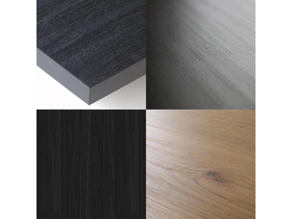 Ensemble de meubles de salon Table 200 Noire pieds X 10 convives Crédence / Buffet 140 Tall Chêne et Zensova Style Industriel MTSN33031