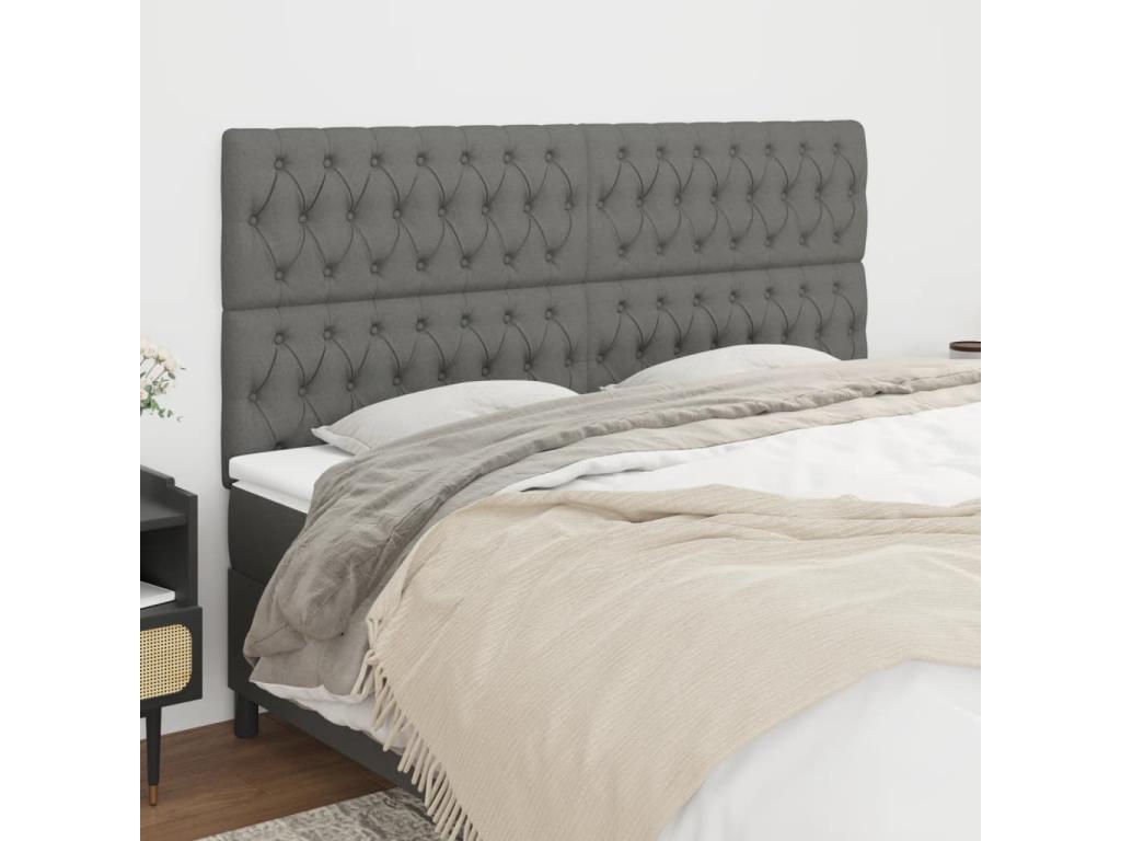 Tête de lit 4 pièces Gris foncé 100x7x78/88 cm Tissu MCRB42955