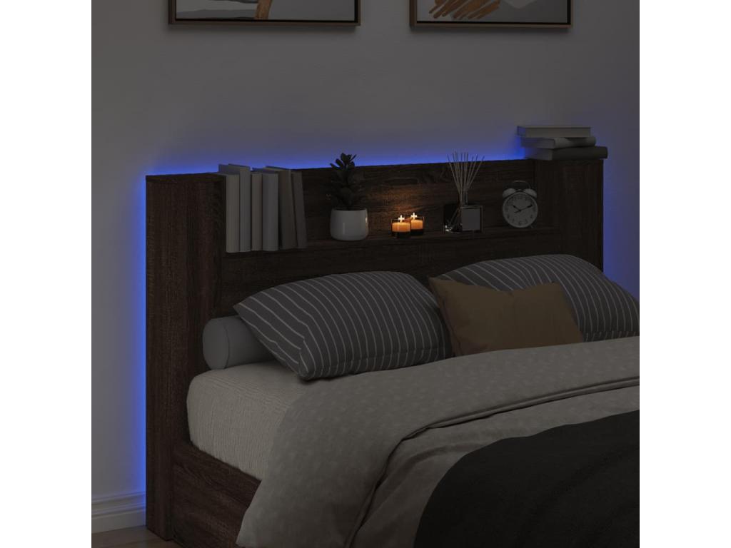 Armoire tête de lit avec LED chêne marron 160x16.5x103.5 cm JWXM24023