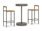 Ensemble de bar jardin 3 pcs gris poly rotin/ bois massif Zensova NXPQ00545