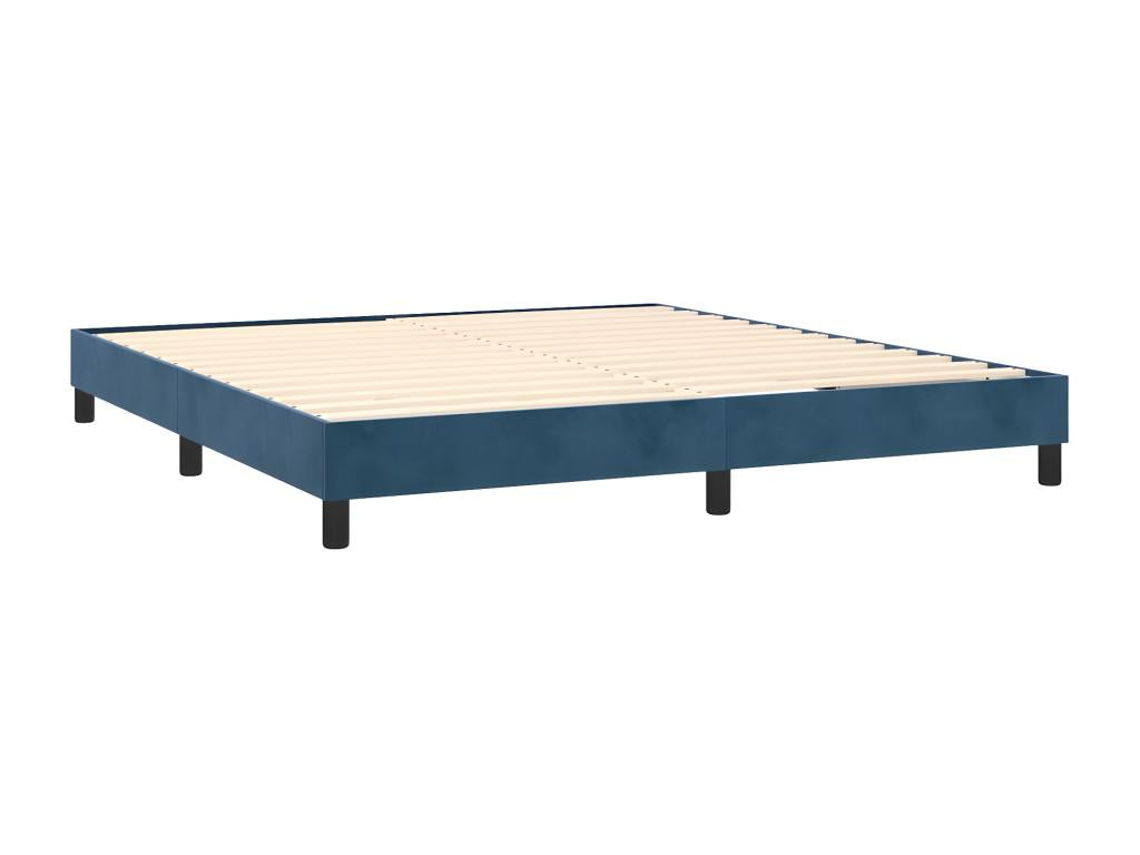 Lit à sommier tapissier et matelas Bleu foncé 160x200cm Velours QHOM90129