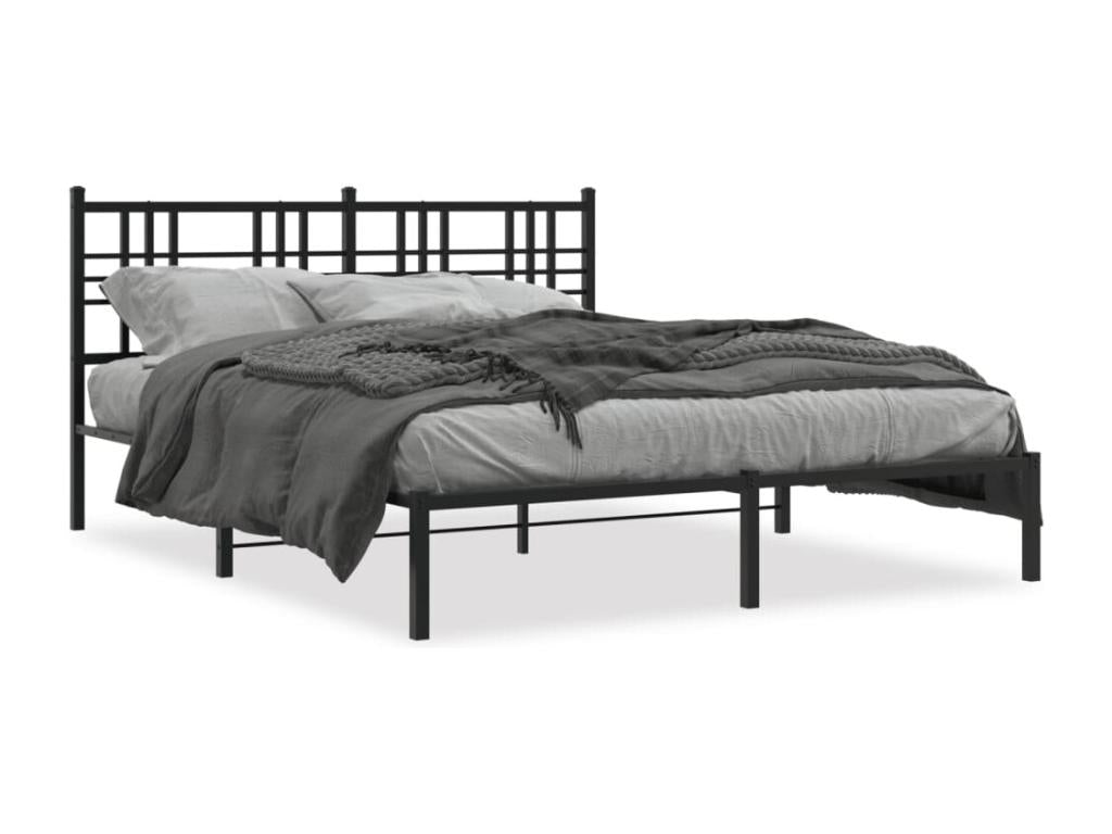 Cadre de lit métal sans matelas avec tête de lit Zensova 150x200cm VQZK80469