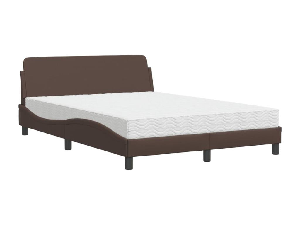 Lit avec matelas marron 140x200 cm similicuir FIPX11177