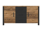 Buffet 150cm collection Lumenao- Couleur épicéa et noir- 2 portes et 3 tiroirs RBWP73862