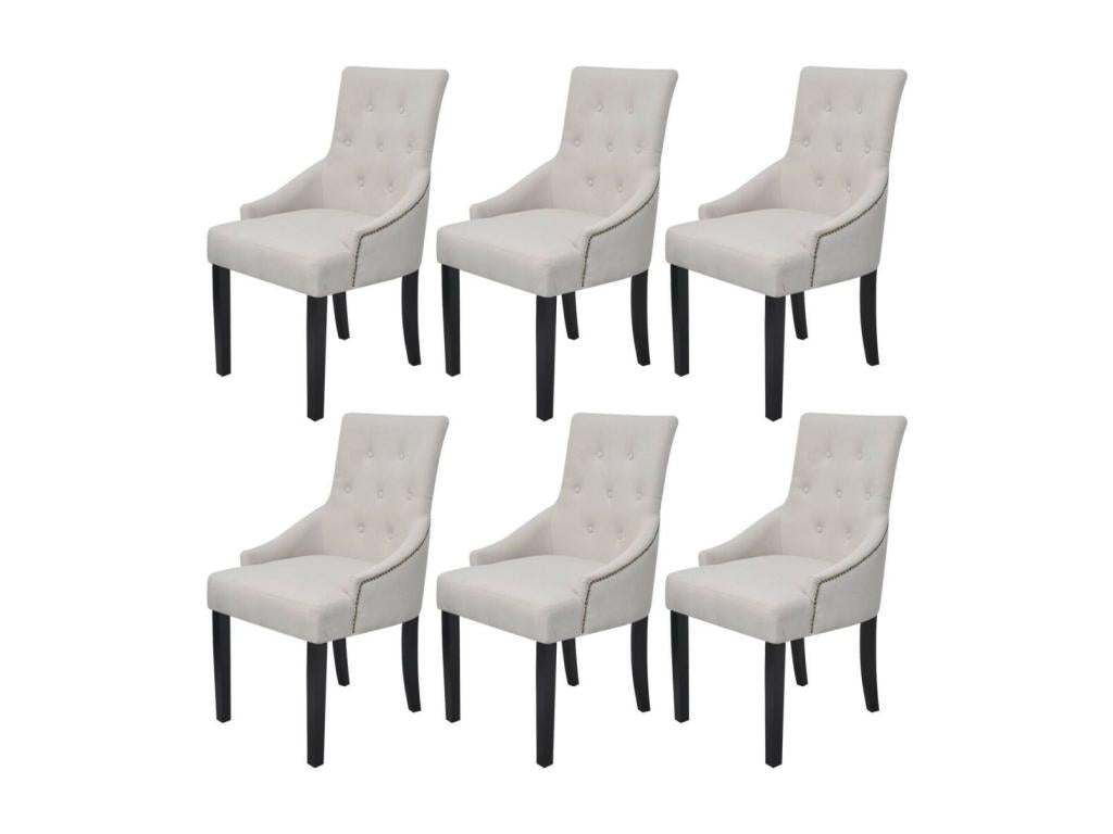 Chaises de salle à manger 6 pcs Gris crème Tissu OBKI36489