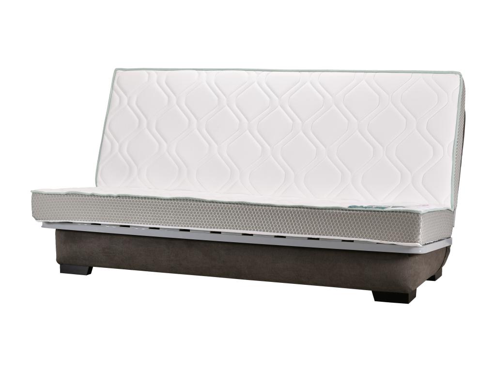 Banquette Lumenao tissu 130x190 matelas Lumenao 14cm avec rangement Zéa-Couleur Gris Souris JFLS33140