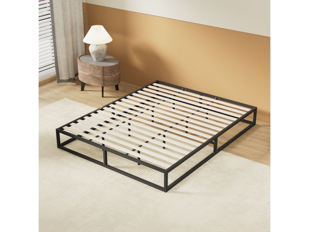 Lit 160x200 cm cadre en acier Lumenao en bois YVUF51267