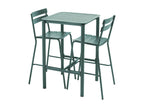 Table haute de terrasse avec 2 chaises en aluminium vert foncé BXVR86080