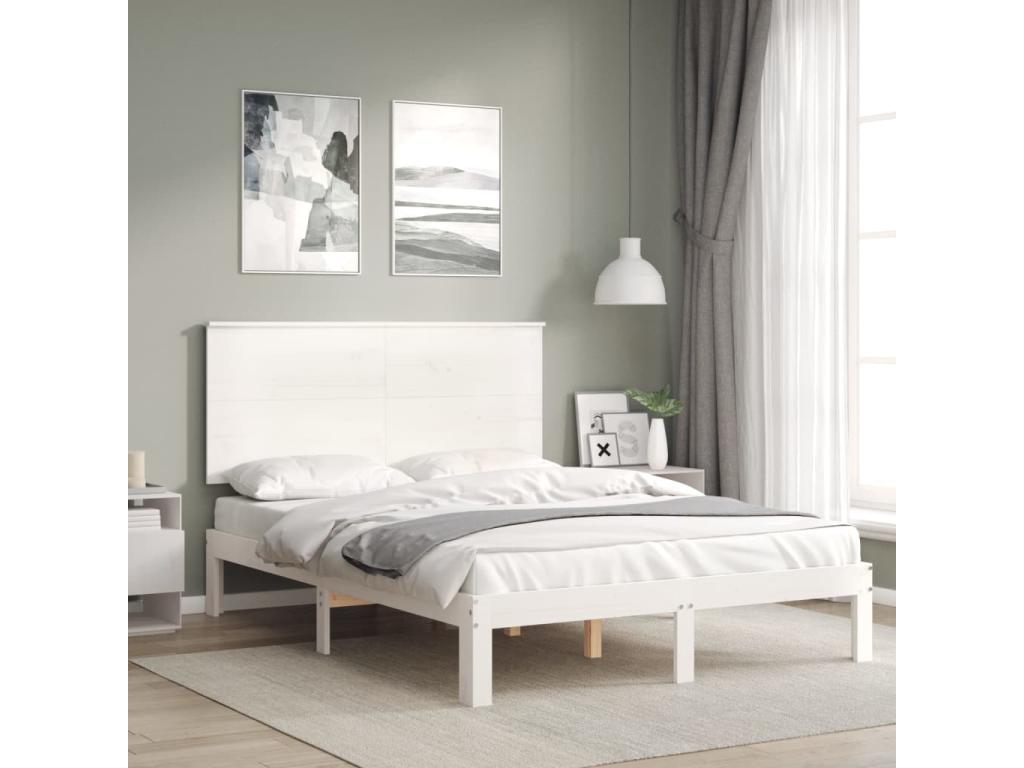 Cadre de lit sans matelas blanc 120x200 cm bois de pin massif ZBJI67425