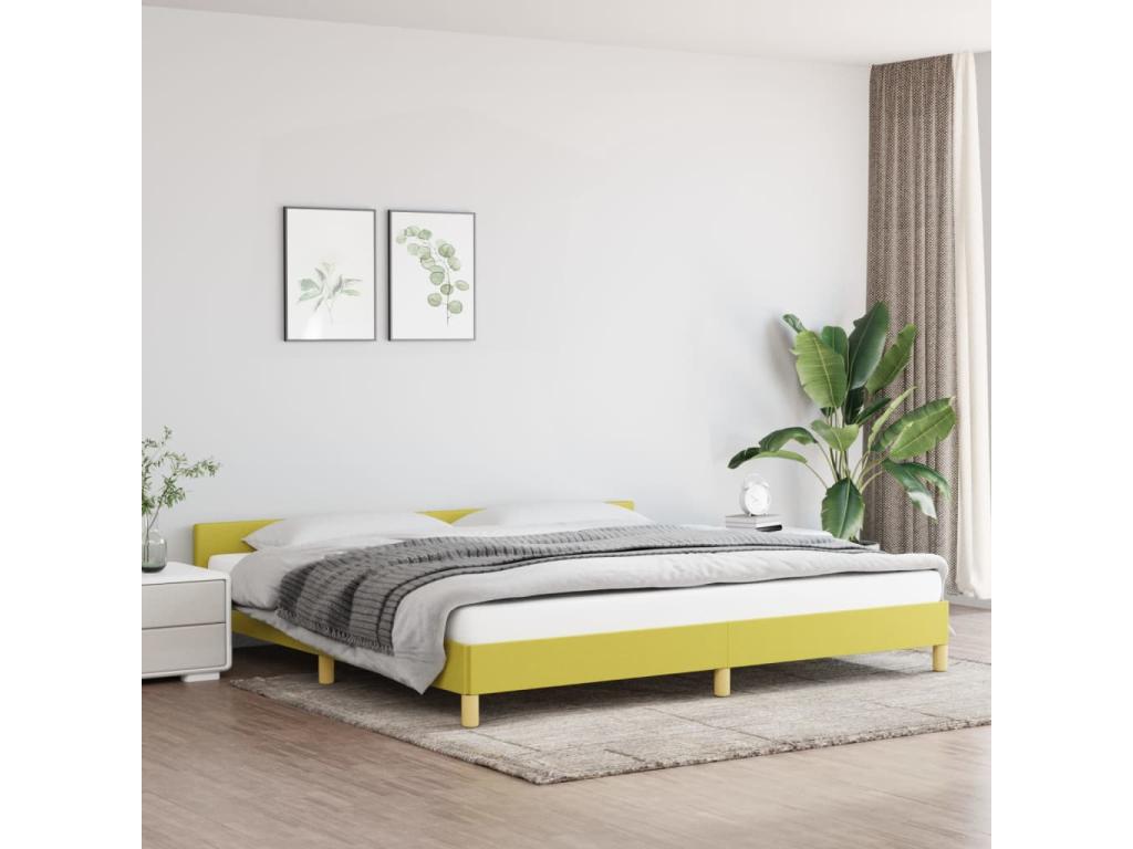 Cadre de lit avec tête de lit Vert 200x200 cm Tissu SOCT79981