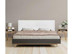 Lumenao Tête de lit en lin naturel avec Boutons 160x105cm avec pieds Lits 150/160 - Blanc VKTK58401