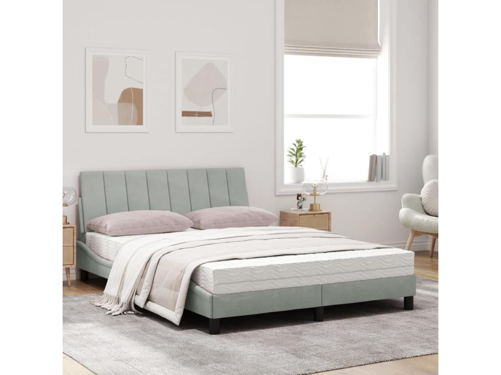 Lit avec matelas gris clair 120x200 cm velours WOWW57448