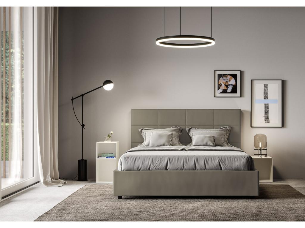 Lit sans sommier rembourré 160x210 similicuir cappuccino Lumenao DYNN11448