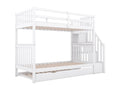 Lit superposé pour enfants cadre escalier avec lit gigogne barrières hautes blanc 90x200 cm MXHN09153