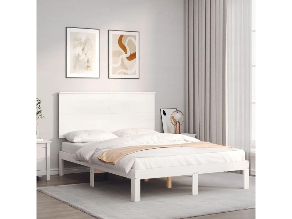 Cadre de lit sans matelas blanc 120x200 cm bois de pin massif ZBJI67425