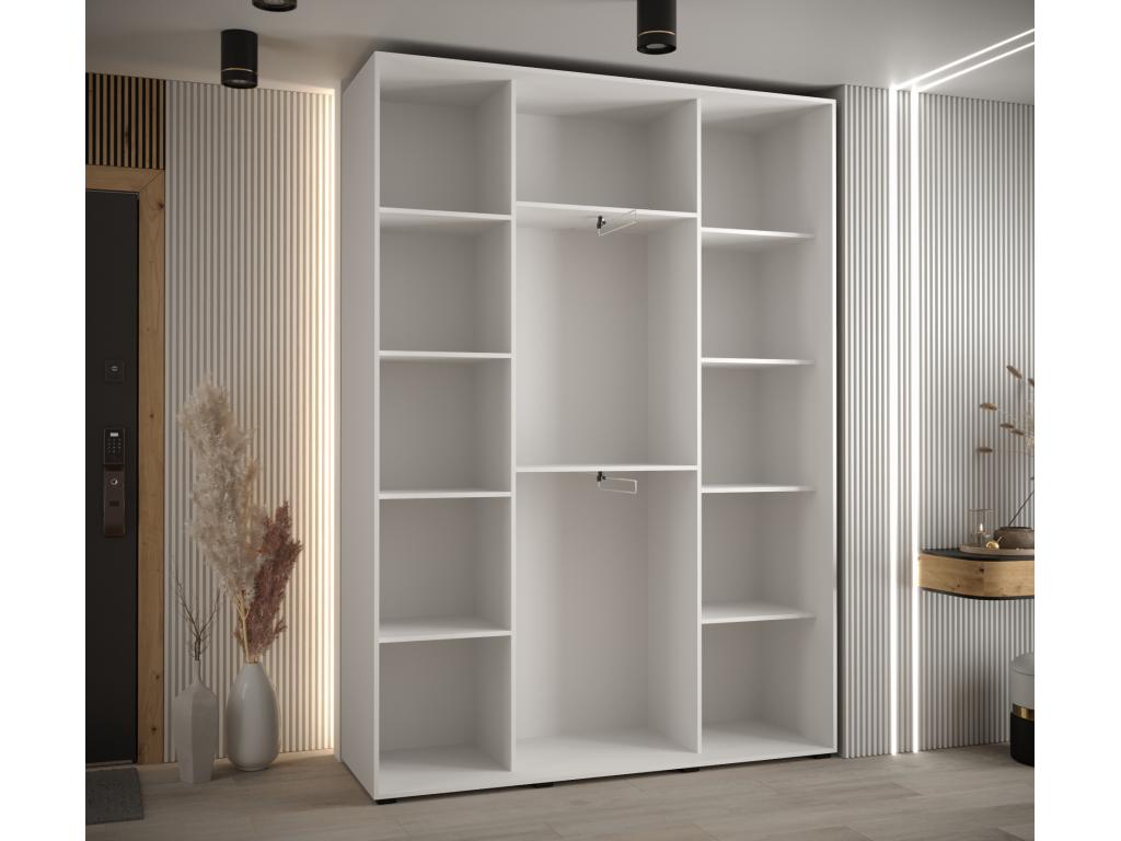 ARMOIRE Lumenao 5 À PORTES COULISSANTES 235.2/170/45 3 portes Blanc/Noir/Argent  TADZ60112