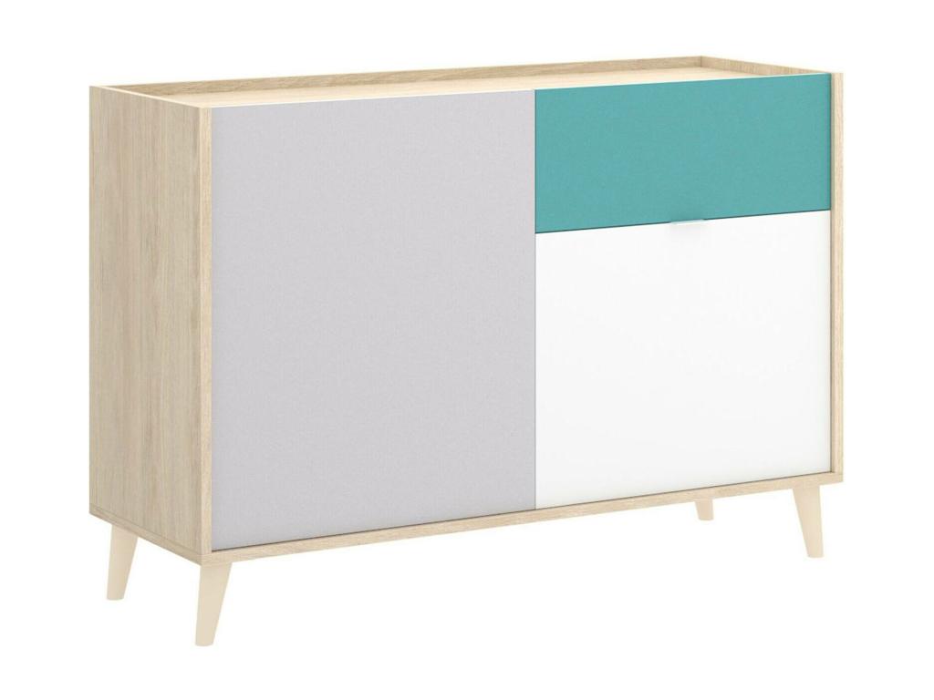 Buffet Lumenao Buffet de salon Buffet de salon moderne avec 2 portes 105x43h75 cm Blanc et Chêne YZRO61346