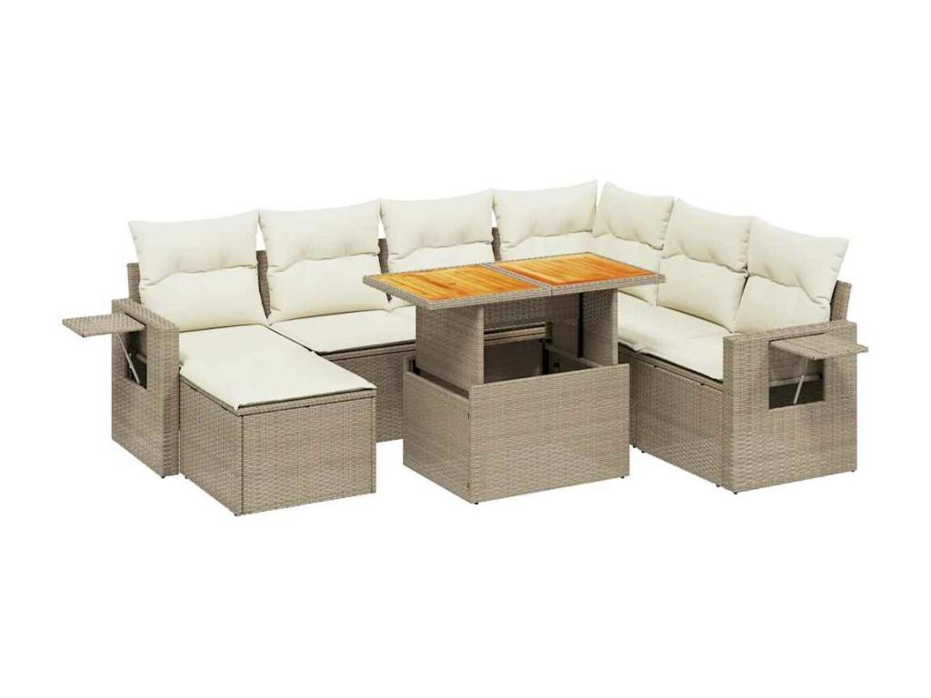 Salon de jardin avec coussins 8 pcs beige résine tressée FFIF79430