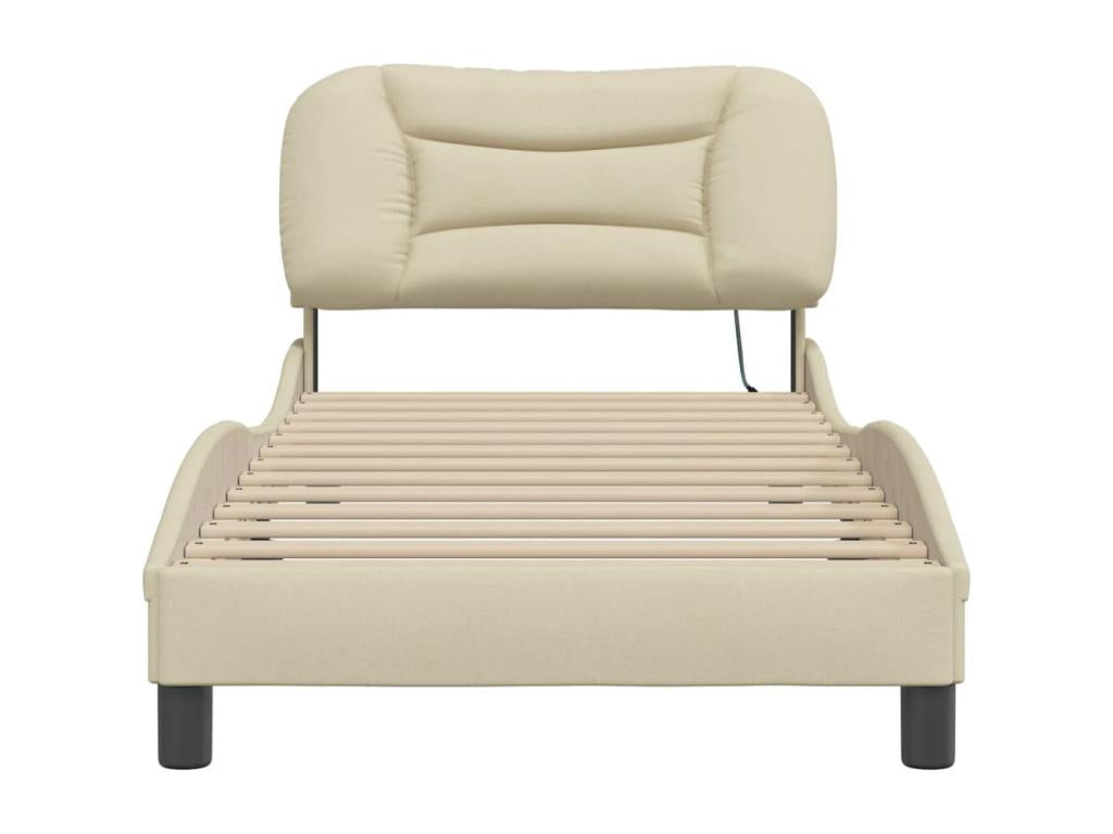 Cadre de lit avec tête de lit Crème 80x200 cm Tissu XHDE26383