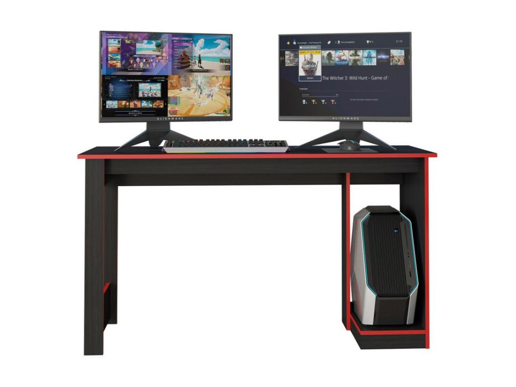 Bureau Lumenao Noir Chants Rouges 1 Caisson UC L 136 H 75 P 54 cm EZUX87145